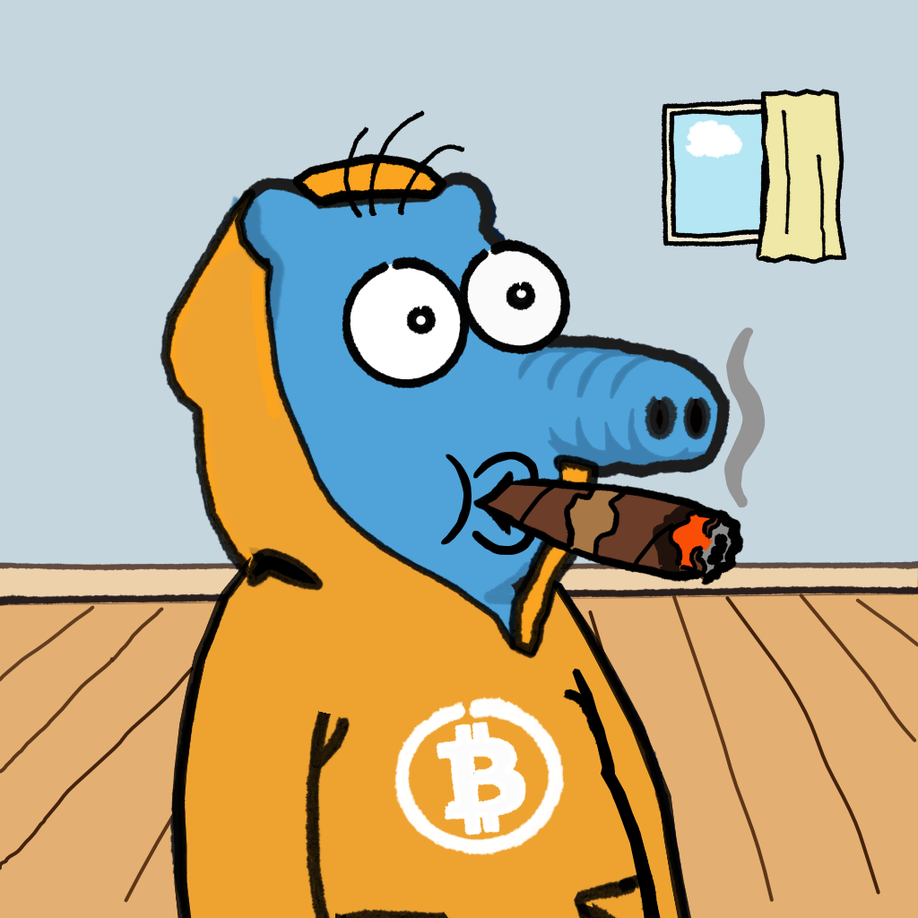 The finished Snoot: room, hoodie, cigar, eyes and every other detail together